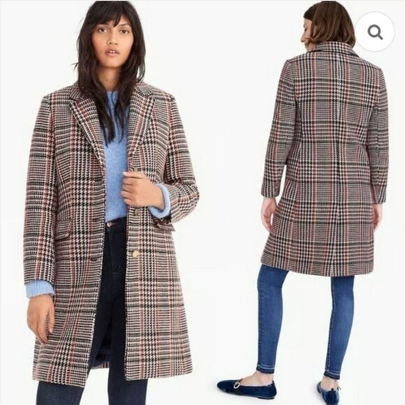 J. Crew Jackets & Blazers - J Crew Single Breasted Topcoat Cabernet Plaid Coat - Size 6